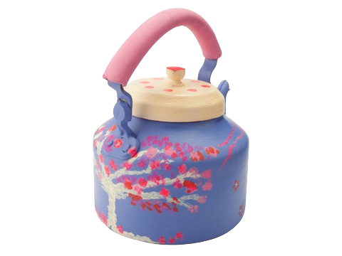 Hand painted mixed media art on kettles