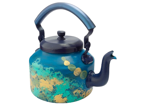 Hand painted mixed media art on kettles